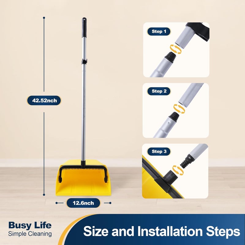 YOCADA Commercial Dustpan with Comb Outdoor Indoor for Courtyard Garage Lobby Mall Market Floor Home Kitchen Room Office Pet Hair Rubbish - Image 3